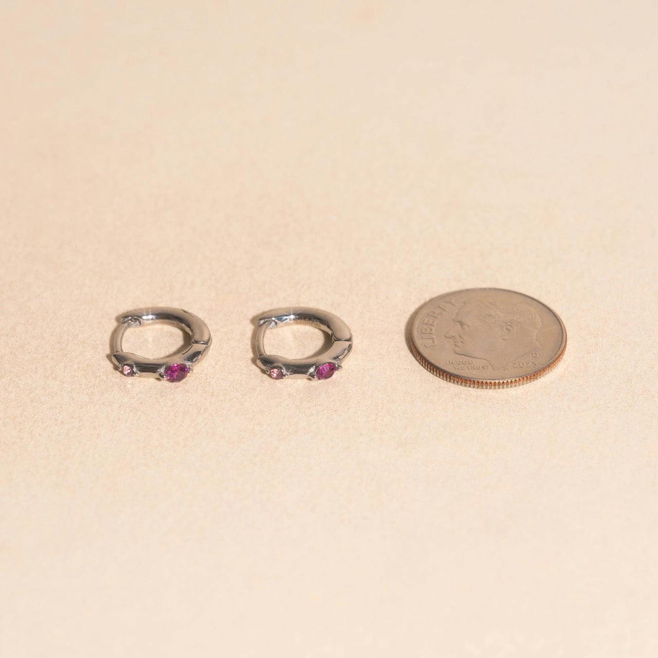 Mini Crystal Rounded Huggie Hoop Earrings