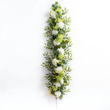White & Green Hydrangea with Cream Berry Artificial All Seasons Greenery Mantle Garland and Table Runner