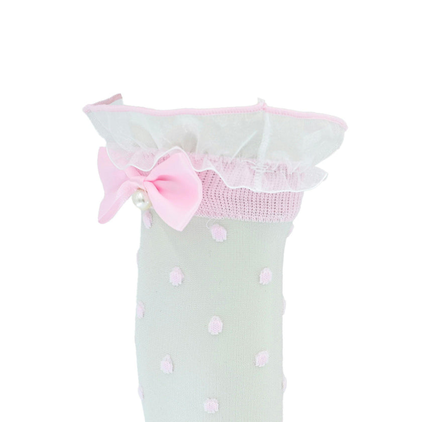 Transparent Polka-Dot Bow Trim Socks