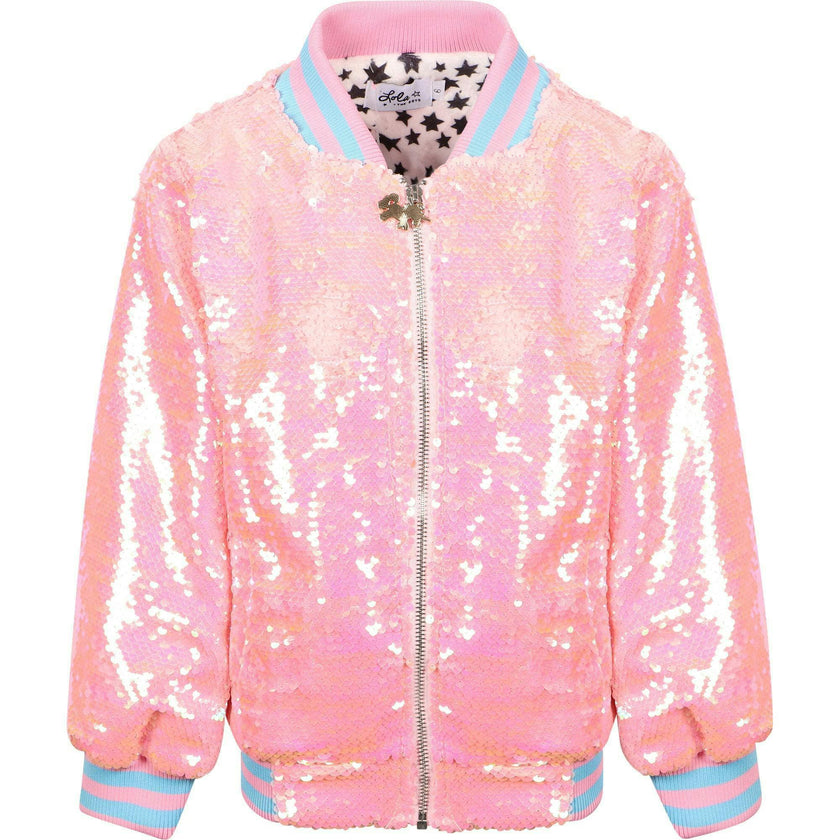 Pretty in Pink Unicorn Sequin Bomber