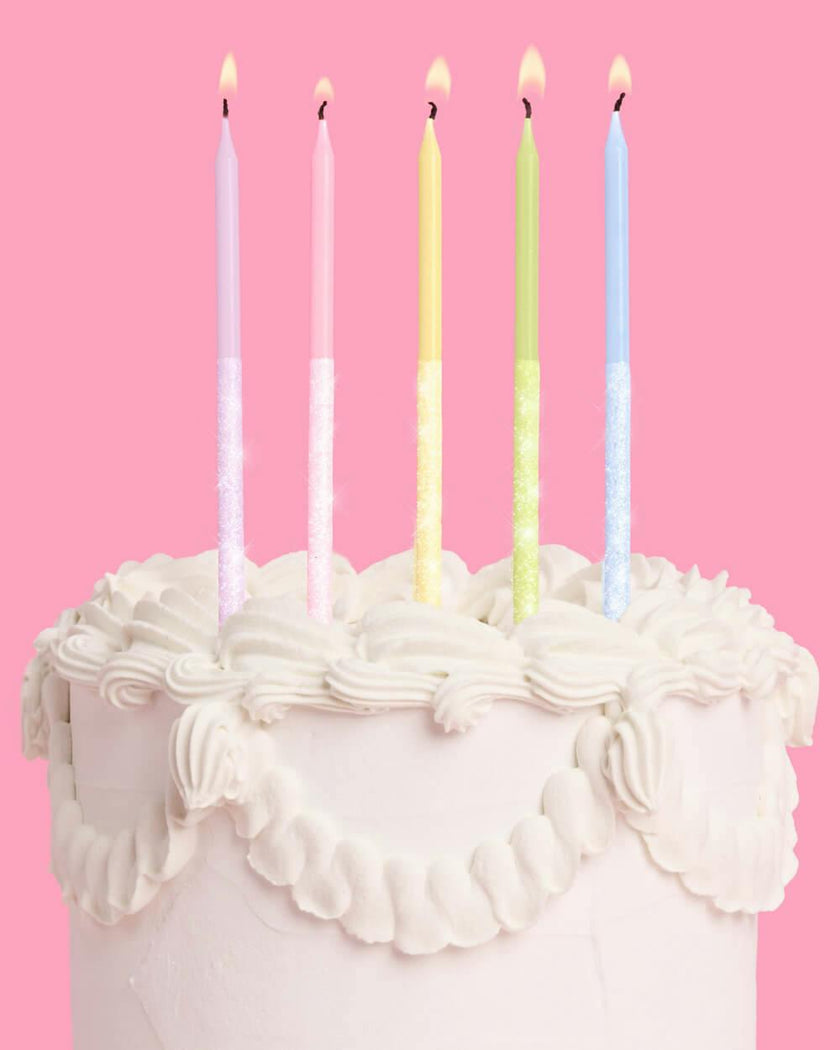 Pastel Glitter Candles - 10 glitter candles