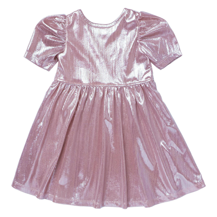 Girls Lame Laurie Dress - Glitter Pink