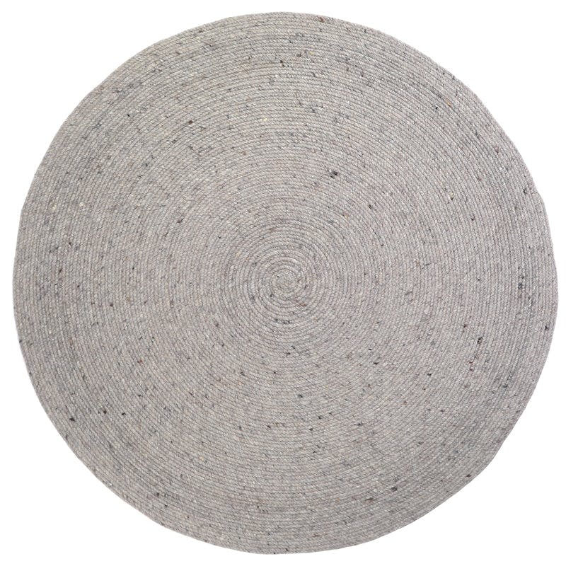 Neethu Hand-Crafted Felted Wool Round Rug, Grey