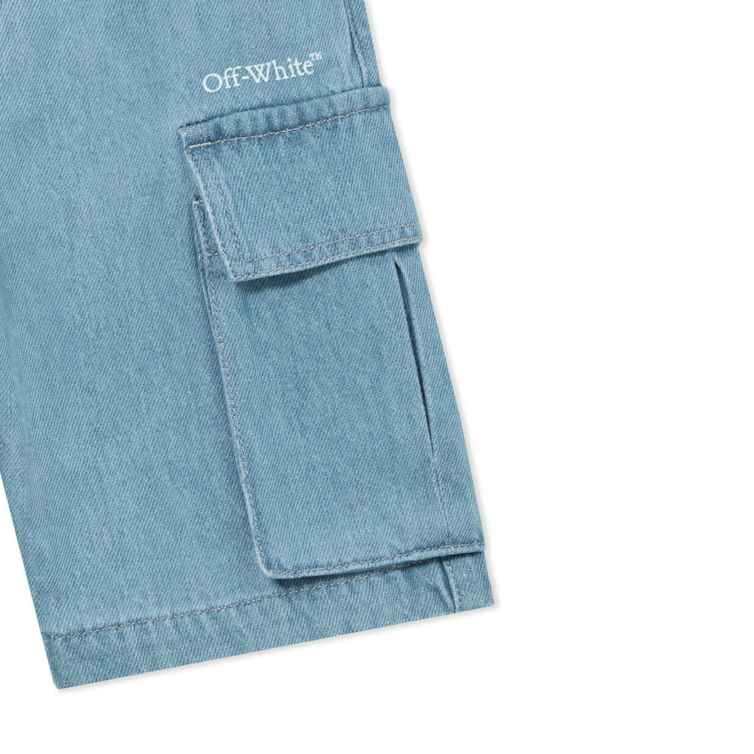 Blue Diagonal Sketch Cargo Shorts