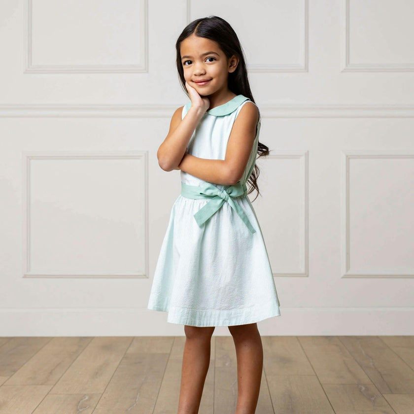 Organic Peter Pan Collar Seersucker Dress