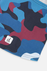 Brushed Jersey Balaclava Blue and Red Camouflage Print