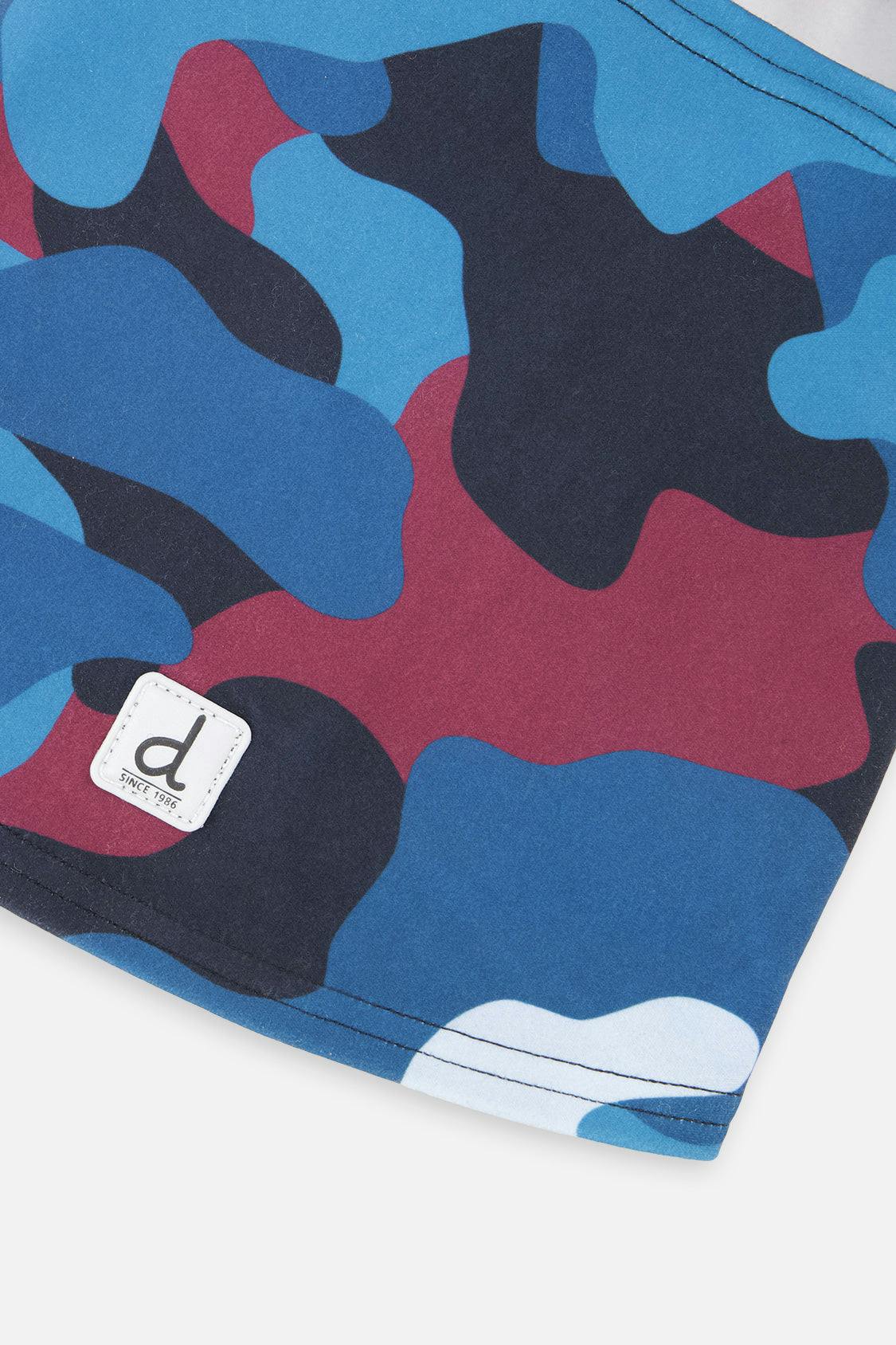 Brushed Jersey Balaclava Blue and Red Camouflage Print