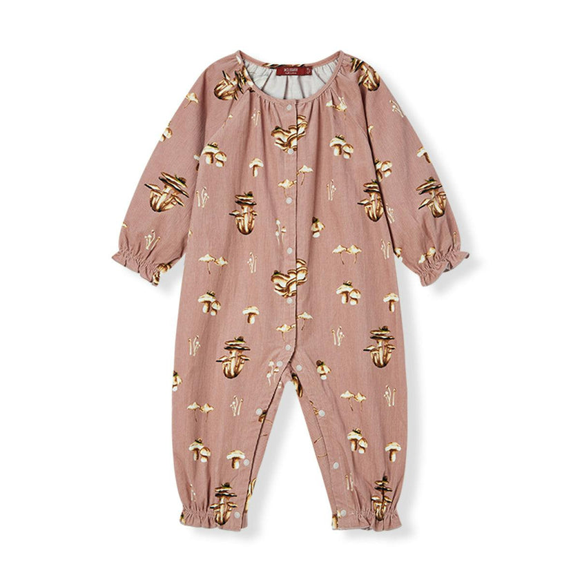 Mushroom Corduroy Ruffle Snap Jumper