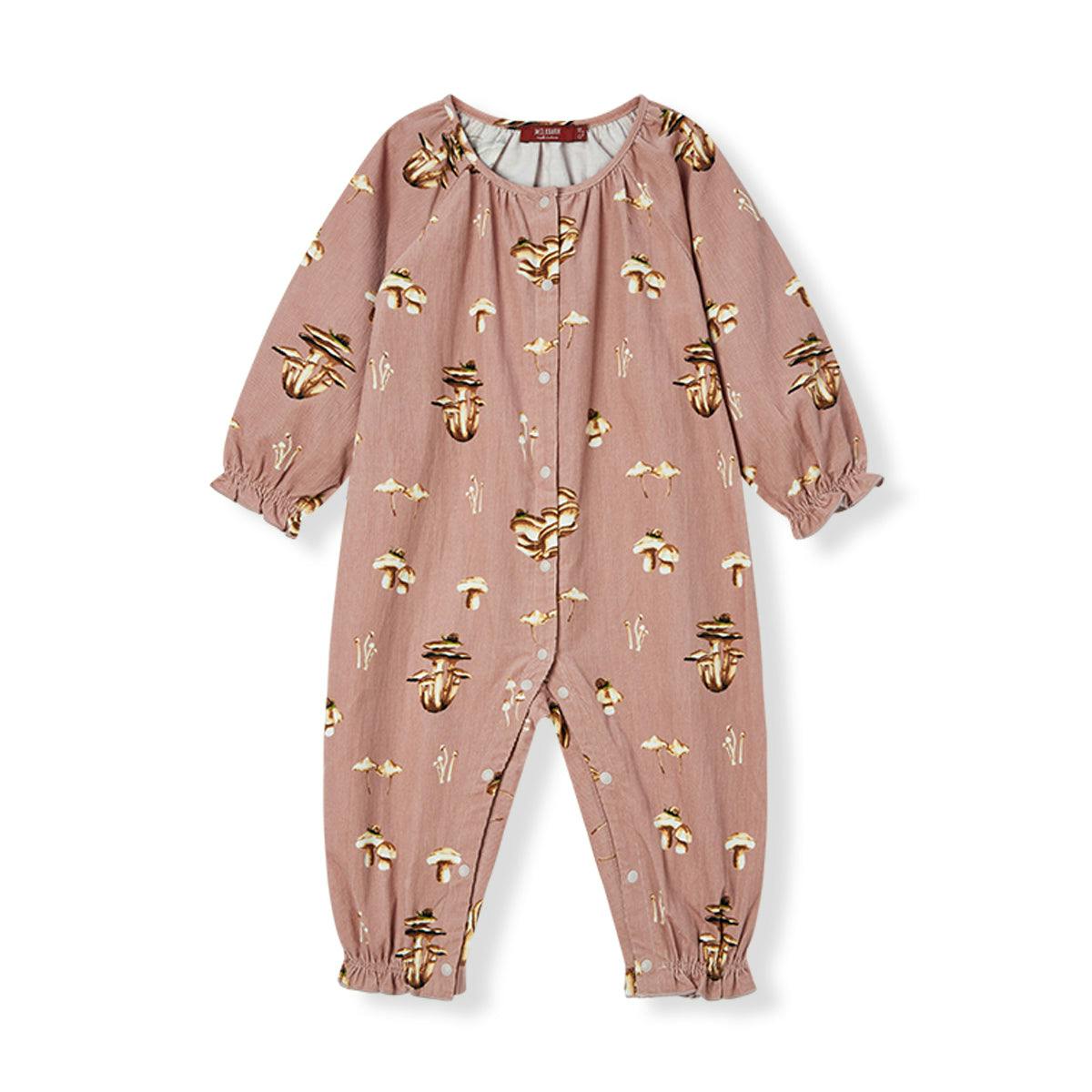 Mushroom Corduroy Ruffle Snap Jumper
