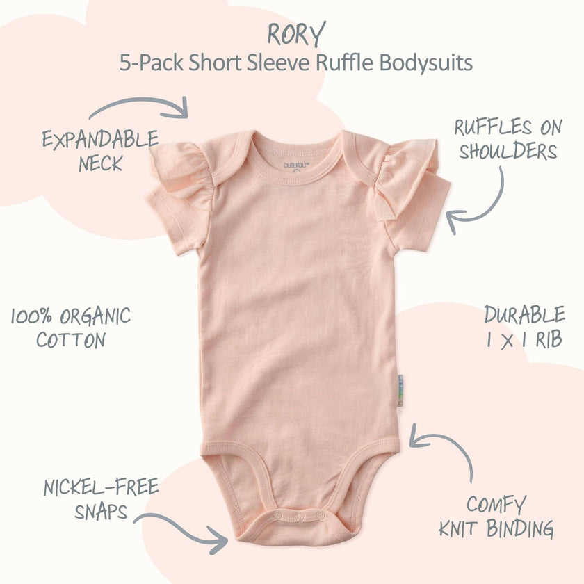 RORY 5-Pack Short Sleeve Ruffle Bodysuits