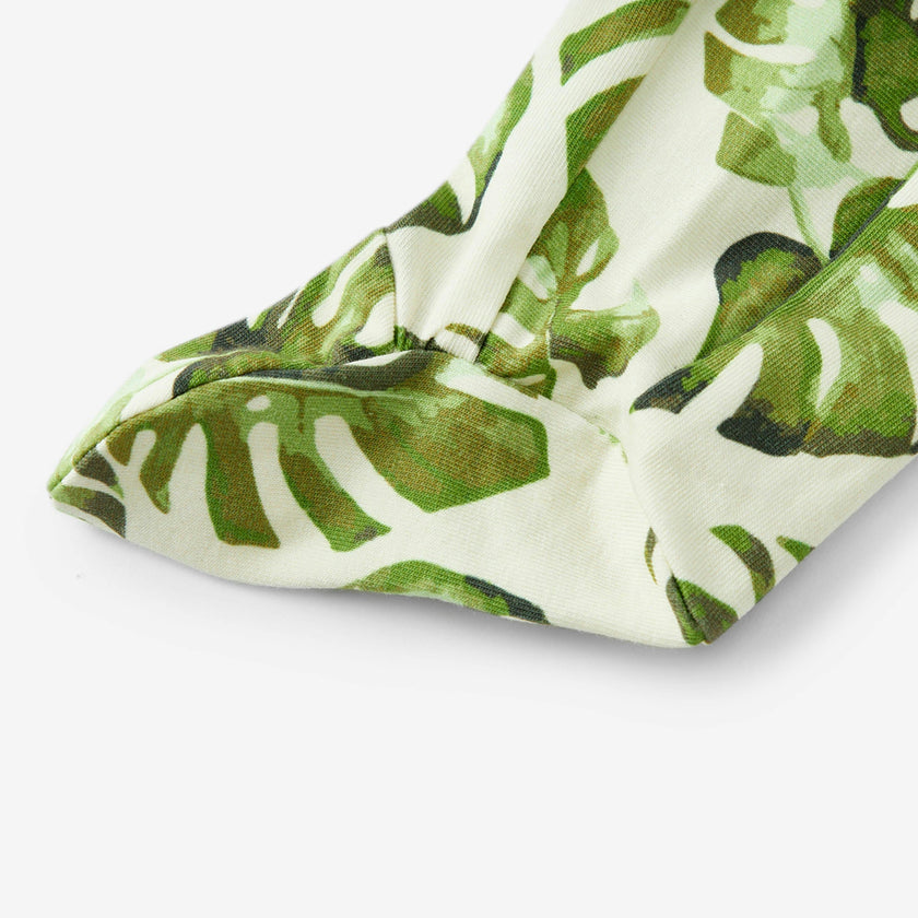 Island Leaf Cotton Stretch Ruffle Footed Romper