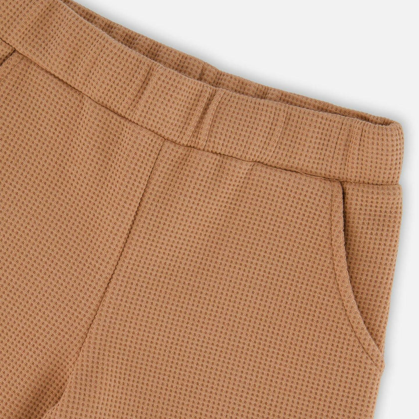 Waffle Flare Leg Pants Caramel Brown