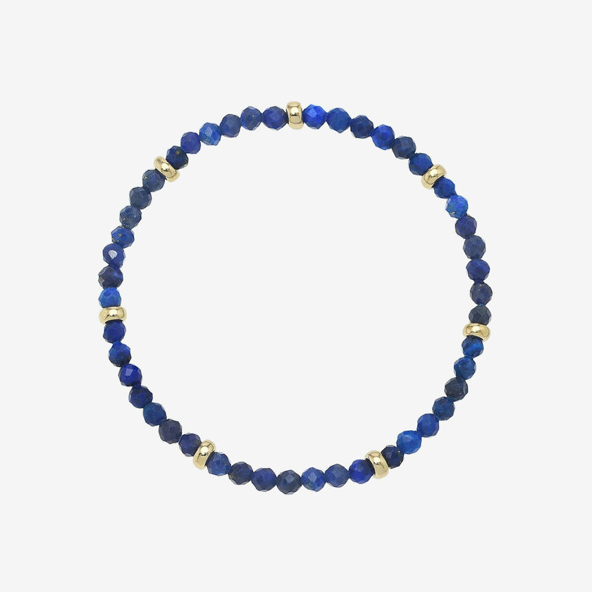 14K Gold Blue Lapis Segment Bead Bracelet