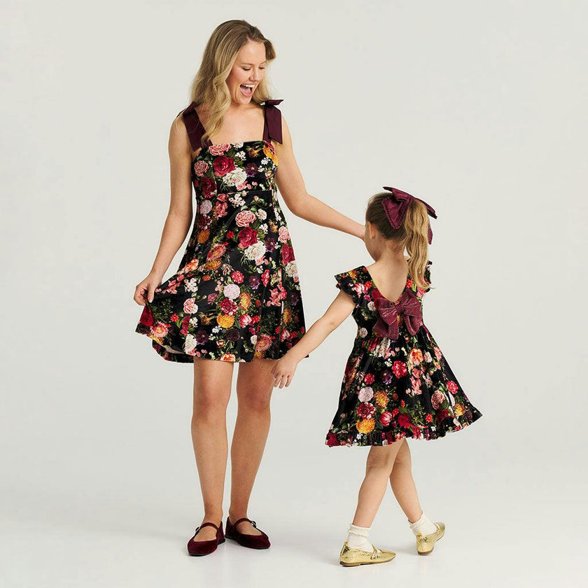 Posh Botanica Women's Velour Bow Strap Dress