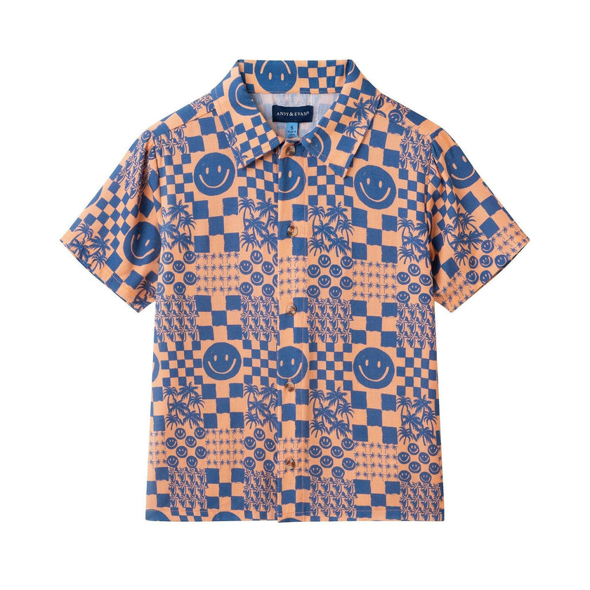 Boys Synthetic Viscose Matching Set | Geometric Smiley