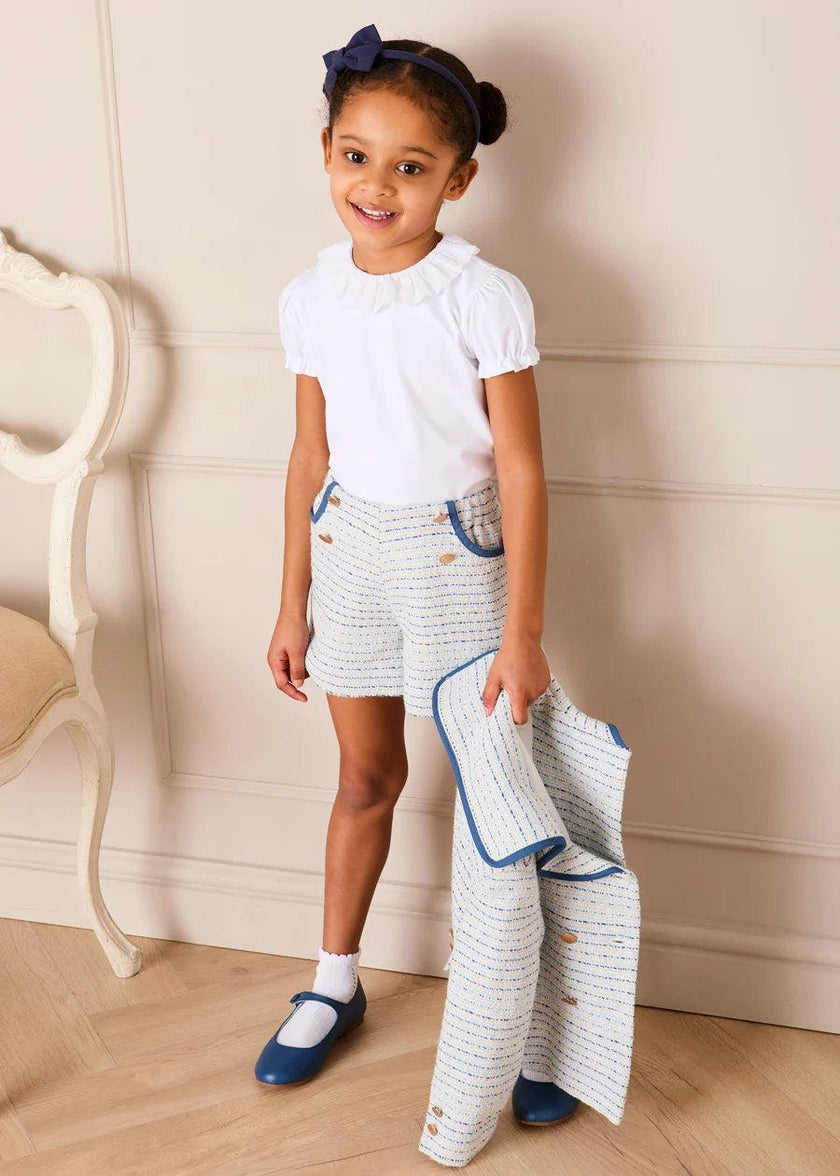 Brighton Boucle Tweed Gold Button Shorts in Blue (4-12yrs)