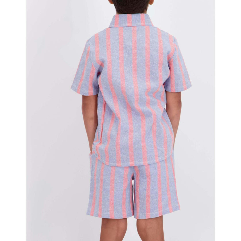 Boys Orange Striped Airy Oxford Set | Orange Stripe