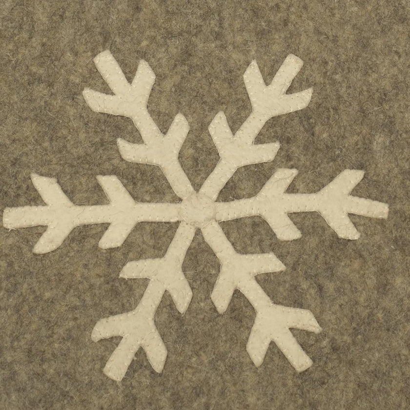 Gray Hand Felted Wool Christmas Table Runner - Snowflakes - 16"x44" Arcadia Home