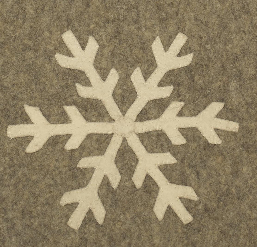 Gray Hand Felted Wool Christmas Table Runner - Snowflakes - 16"x44"