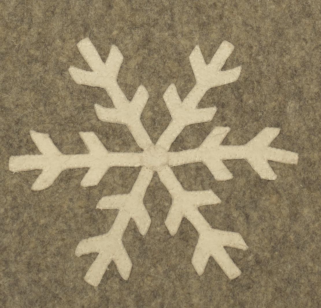 Gray Hand Felted Wool Christmas Table Runner - Snowflakes - 16