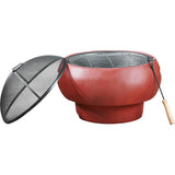 Outdoor 21" Wood Burning Fire Pit with Grill Grate and Faux Concrete Base