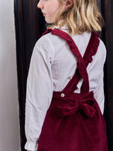Burgundy Reina Velvet Girl Pinafore Skirt
