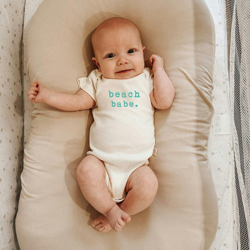 Beach Babe Seafoam Organic Cotton Baby Bodysuit Short Sleeve