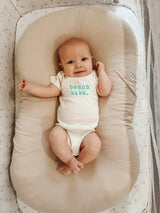 Beach Babe Seafoam Organic Cotton Baby Bodysuit Short Sleeve