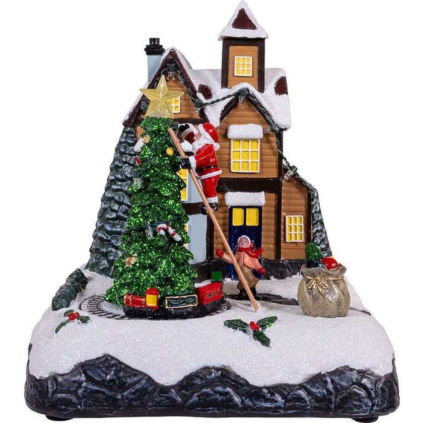 8.5-Inch Battery Operated Lighted Musical Santa Village Scene