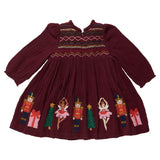 Girls Stevie Long Sleeve Dress - Nutcracker Embroidery