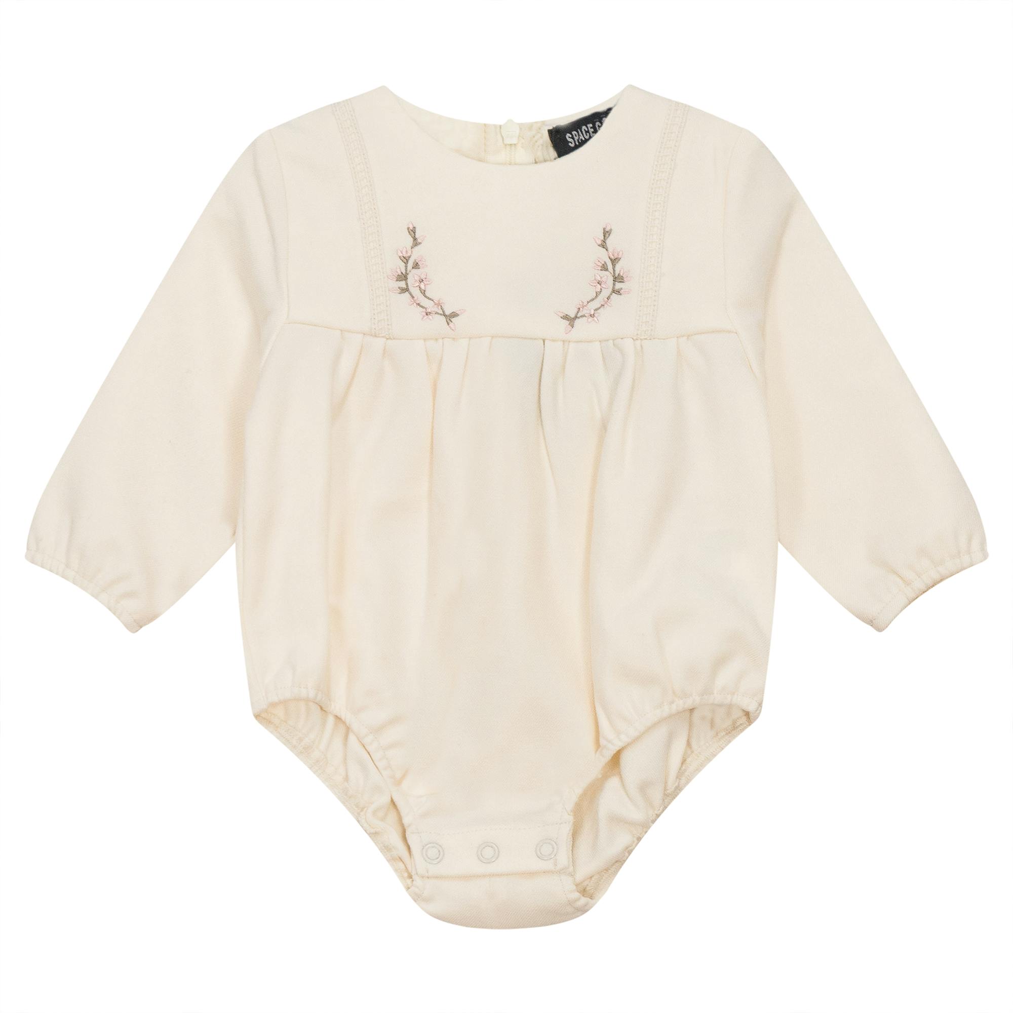 Floral Embroidered Snap Bottom Bubble