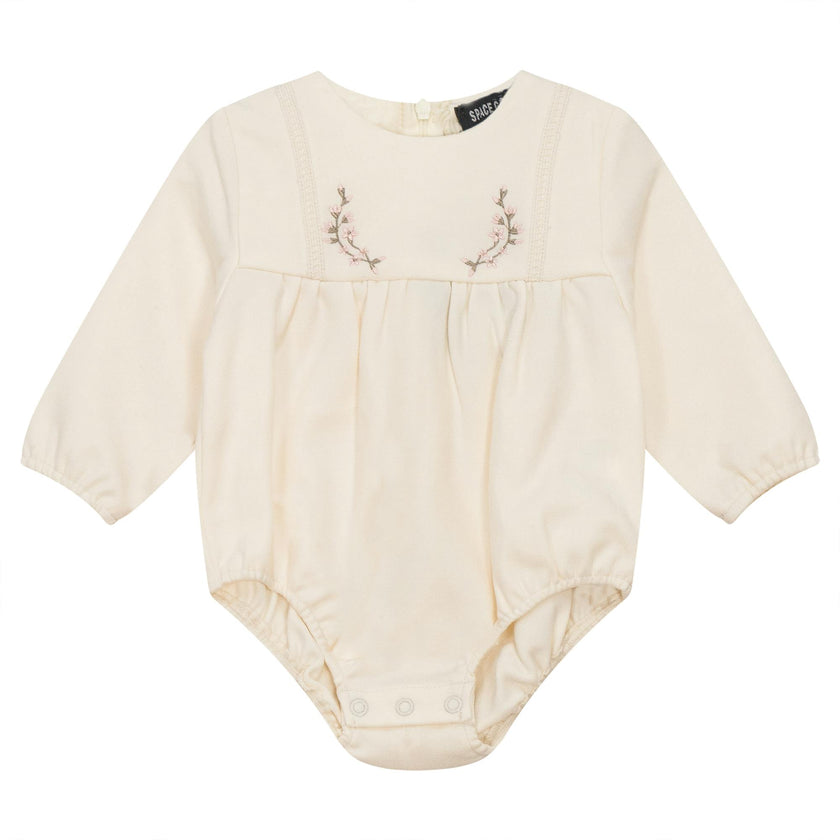 Floral Embroidered Snap Bottom Bubble