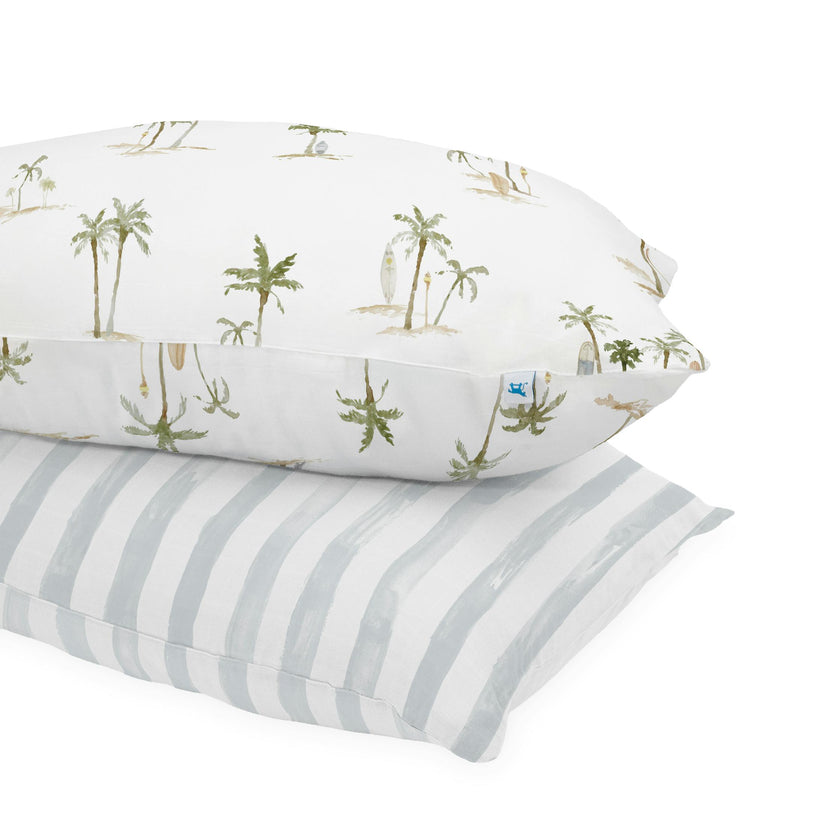 Cotton Muslin Pillowcase 2 Pack - Palm Paradise
