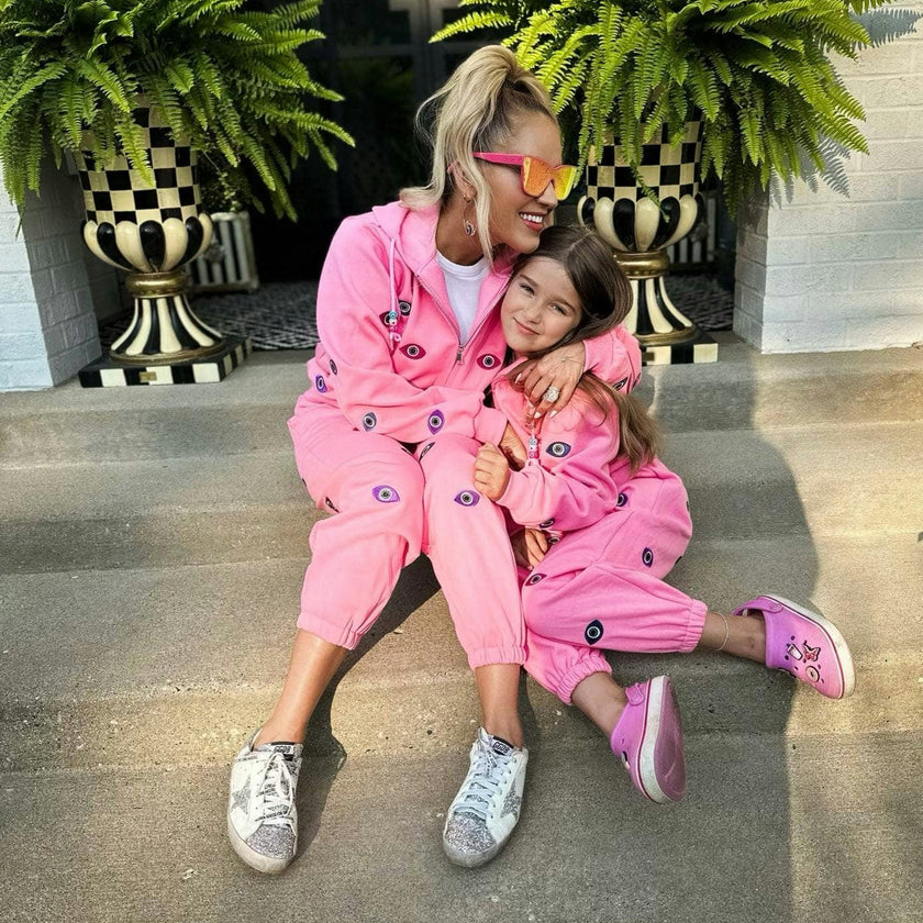 Women's Evil Eye Hoodie Set Pink