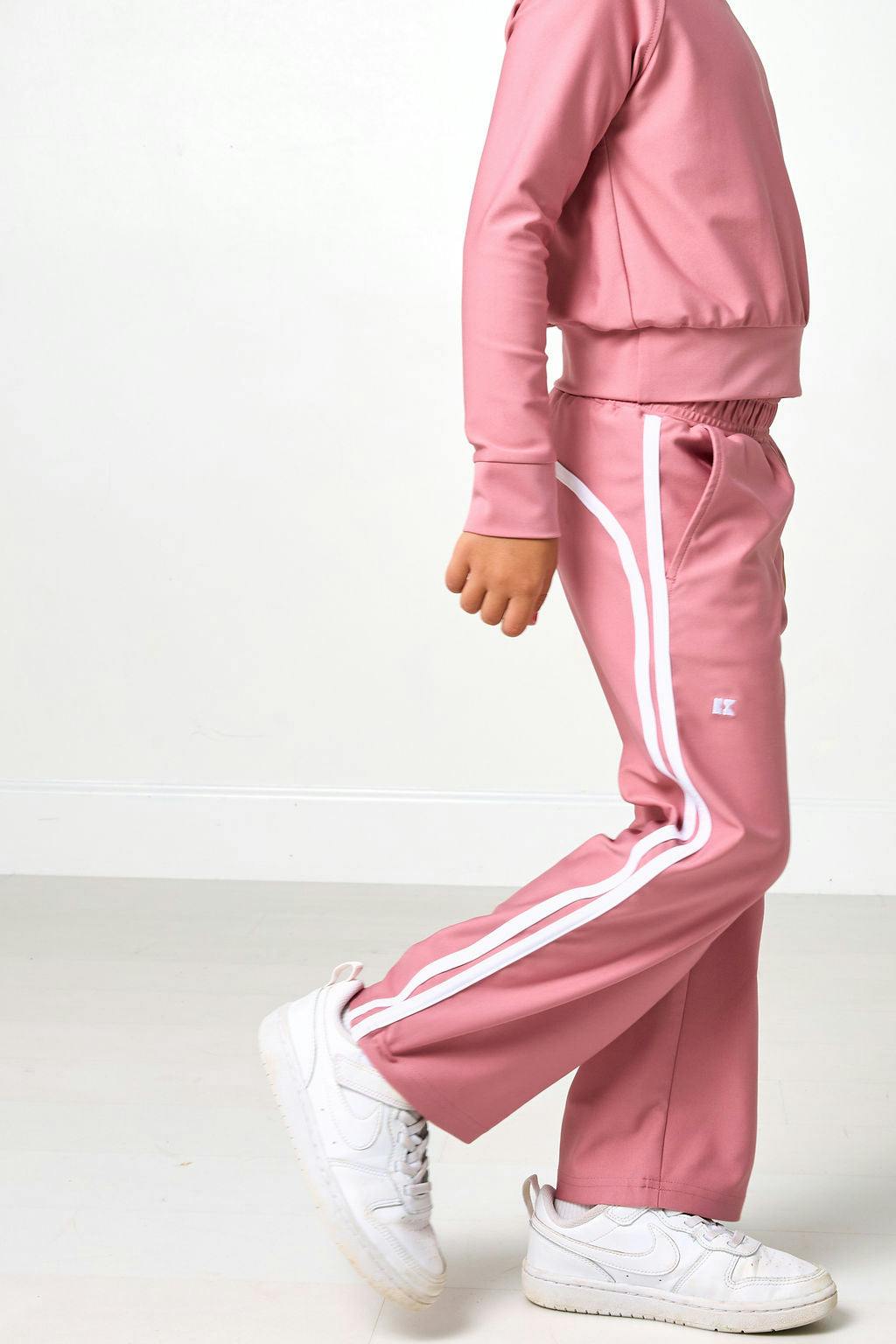 girls dusty pink wide leg sweatpant