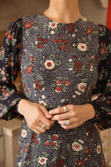 Soleil Dress in Navy Etched Bloom