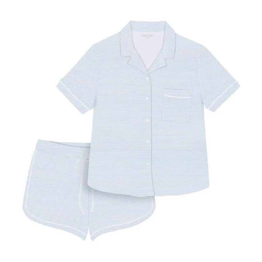 Blue Stripes Woman's Pima Cotton Short Pajama Set