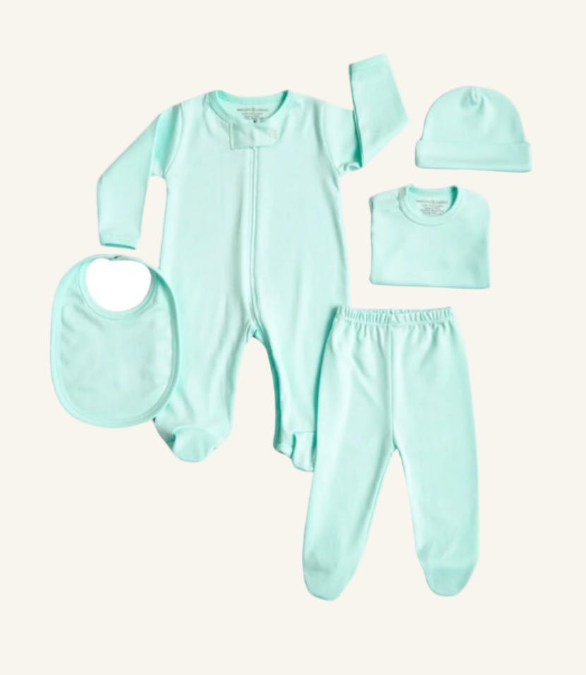 Pima Cotton 5 -Piece Newborn Layette Set | Hypoallergenic Baby Gift Set
