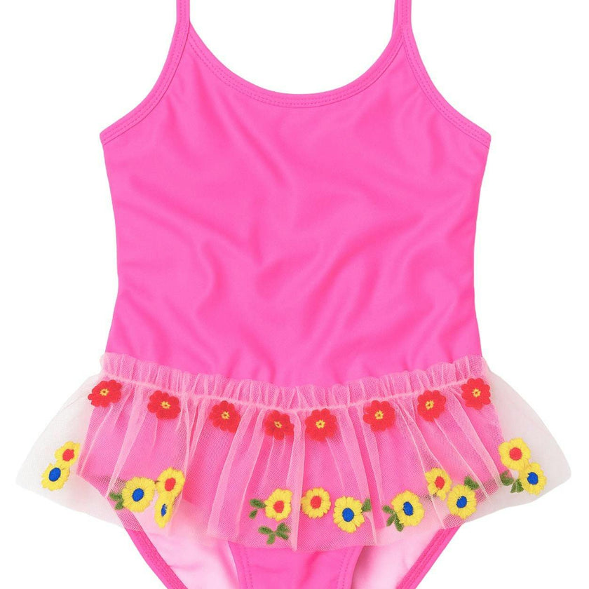 Floral Tutu Neon Pink Swimsuit