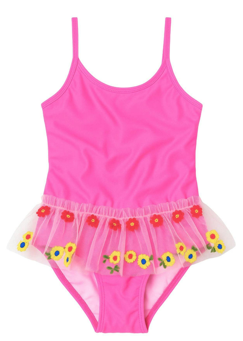 Floral Tutu Neon Pink Swimsuit