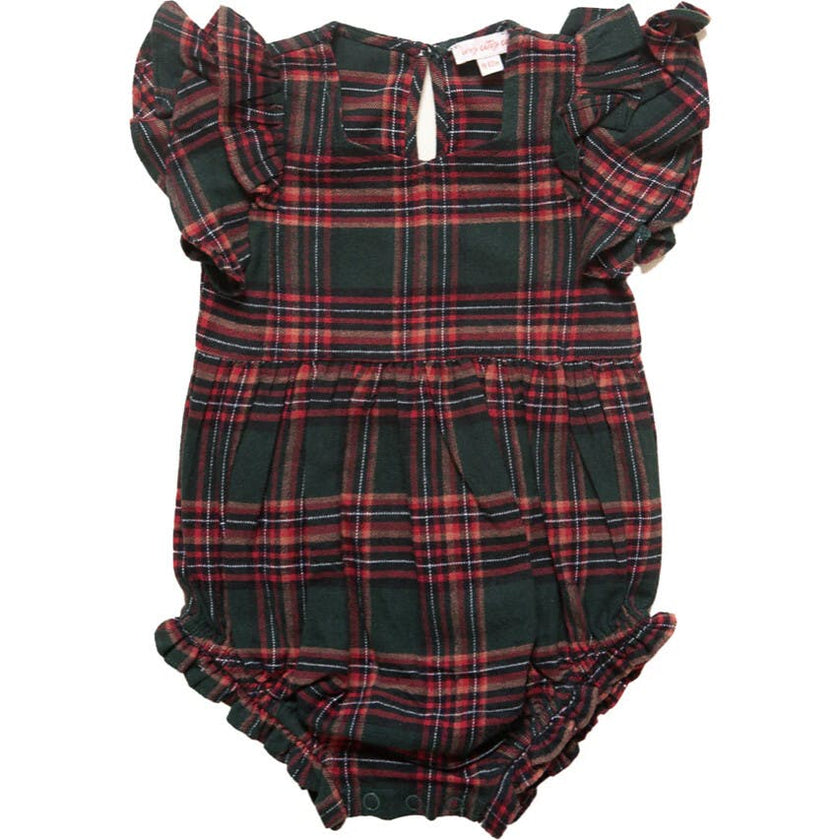 Baby Hattie Romper in Evergreen Plaid