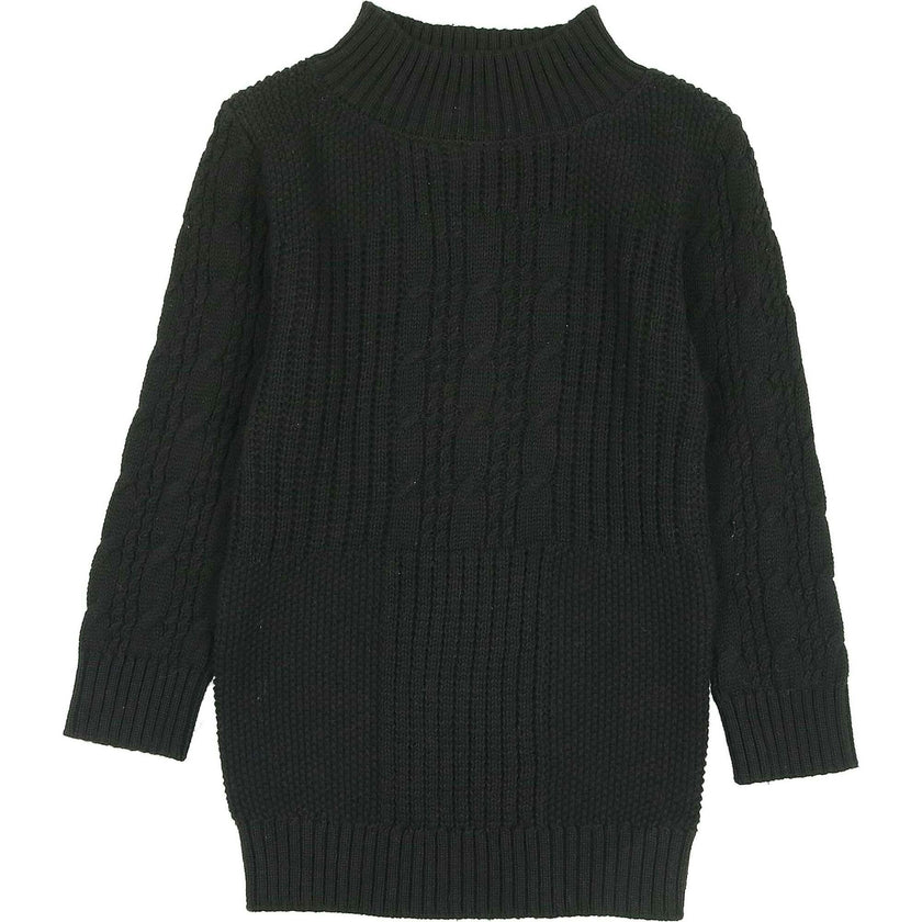 Split Style Knit Mao Collar Crew Fit Sweater