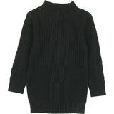 Split Style Knit Mao Collar Crew Fit Sweater