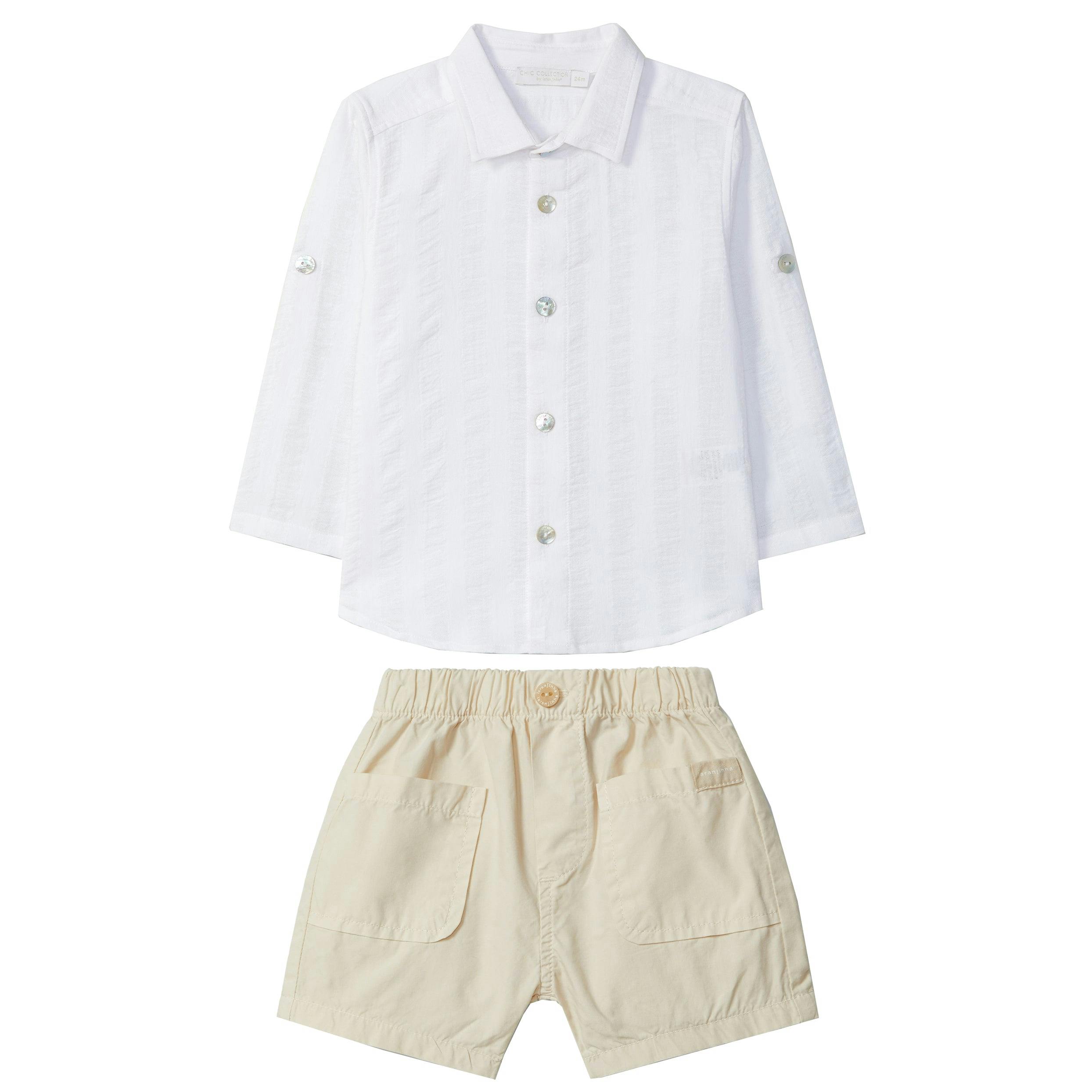 LARANJINHA Beach Vibes Baby Set - White & Sand