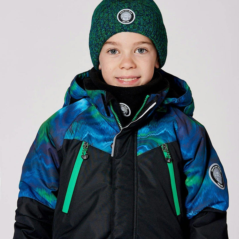Lined Knit Pompom Hat Green And Blue