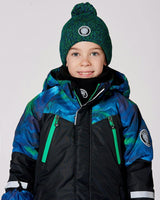 Lined Knit Pompom Hat Green And Blue