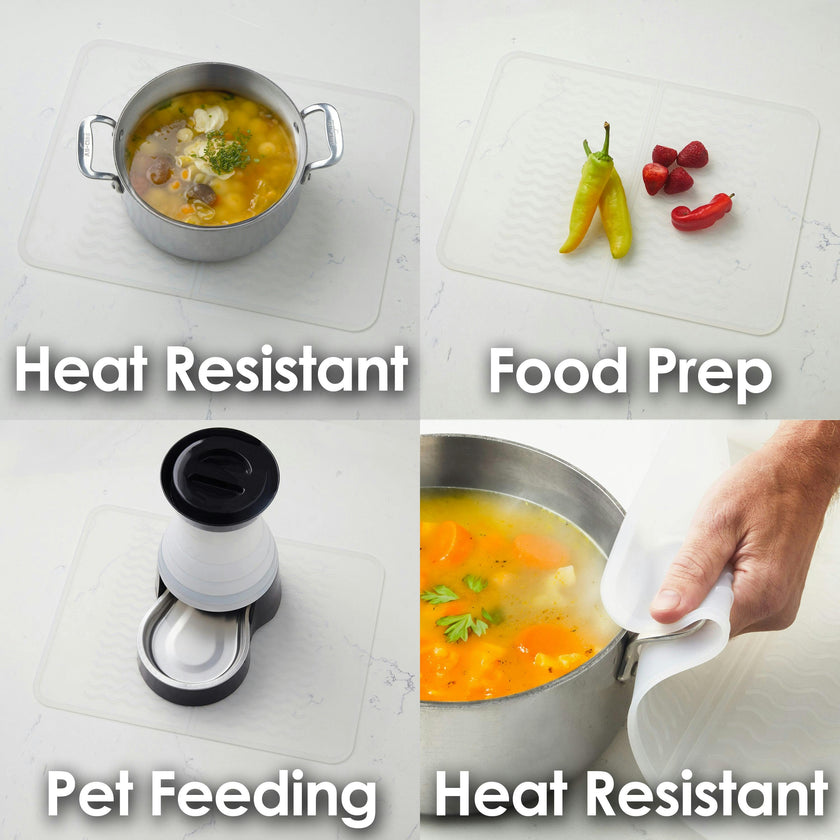 PopYum Silicone Drying Mat (12x16 in, 30x40 cm), Clear-Frosted