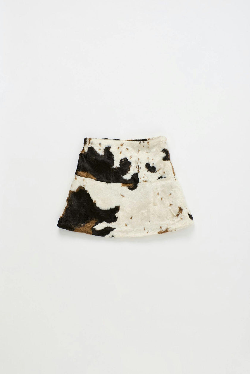 COW FUR SKIRT BEIGE