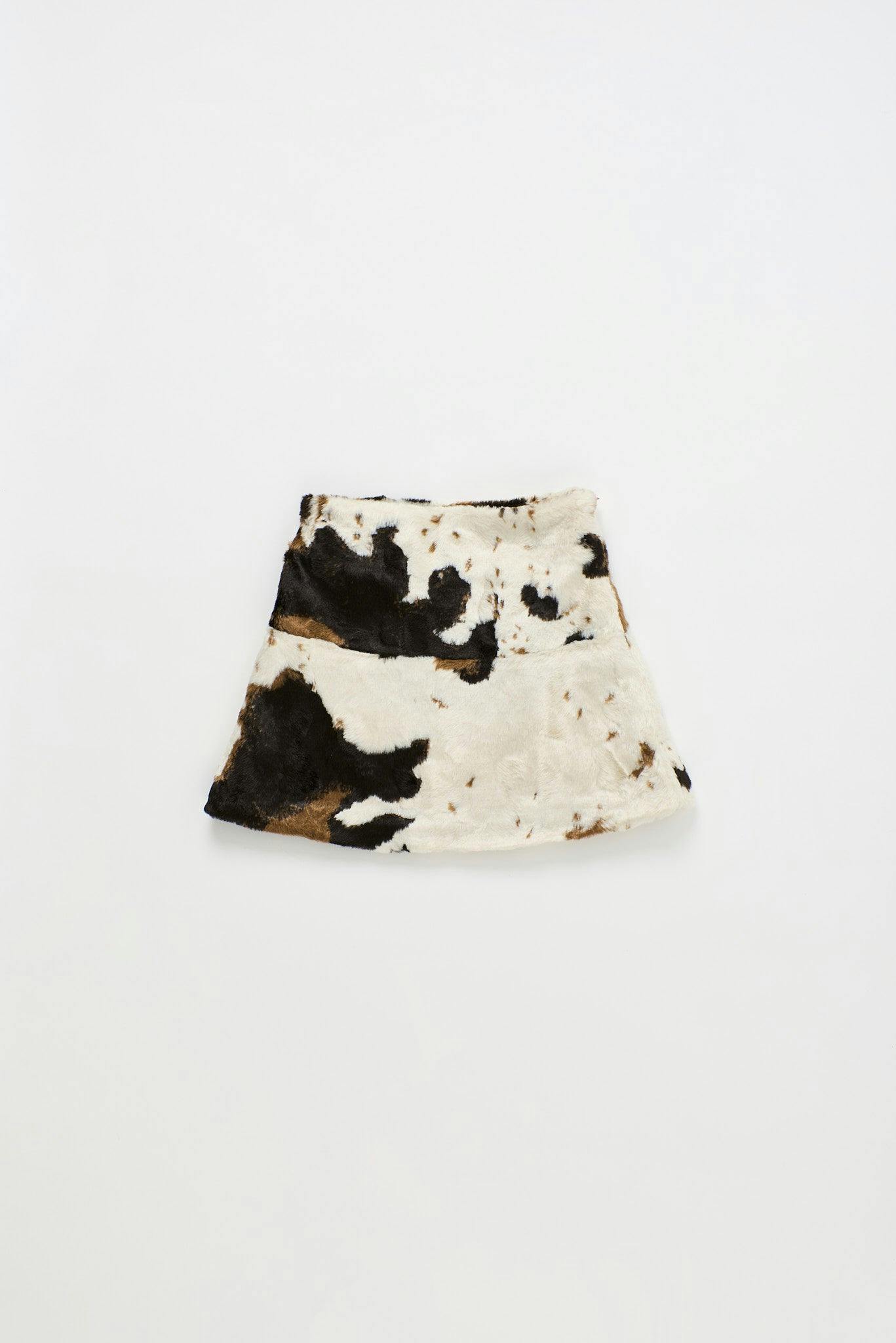COW FUR SKIRT BEIGE