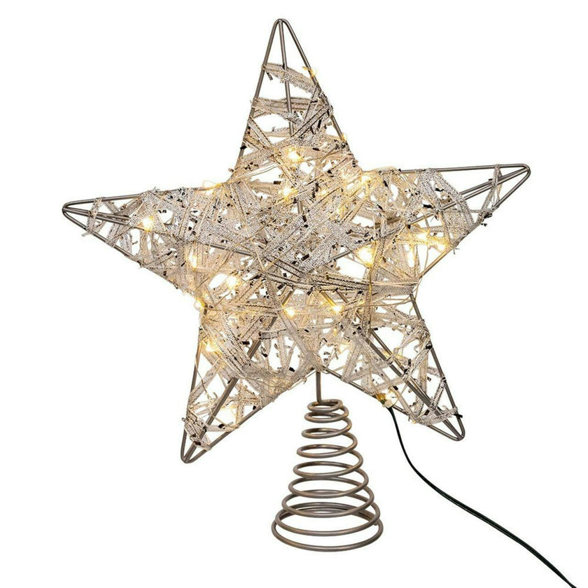 Kurt Adler 10.5-Inch 30-Light Warm White LED Fairy Light 5-Point Star Tree Topper